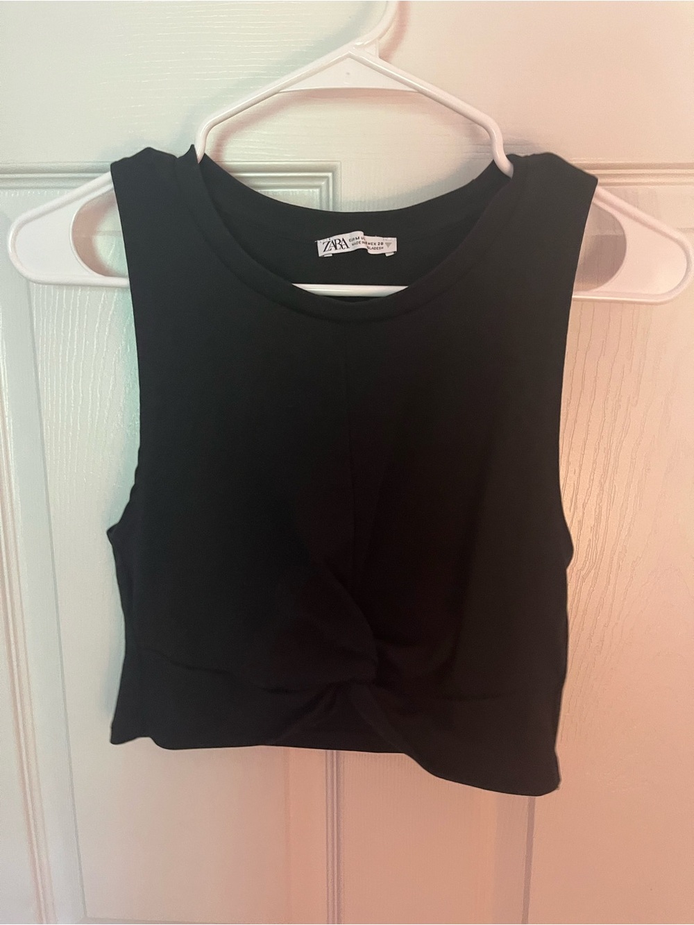 Zara Black Twist-Front Cropped Tank Top